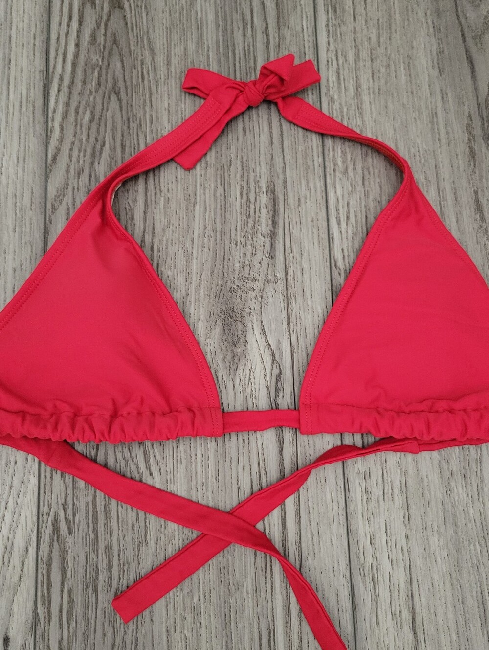 Red Bright Coral Triangle Bikini Top